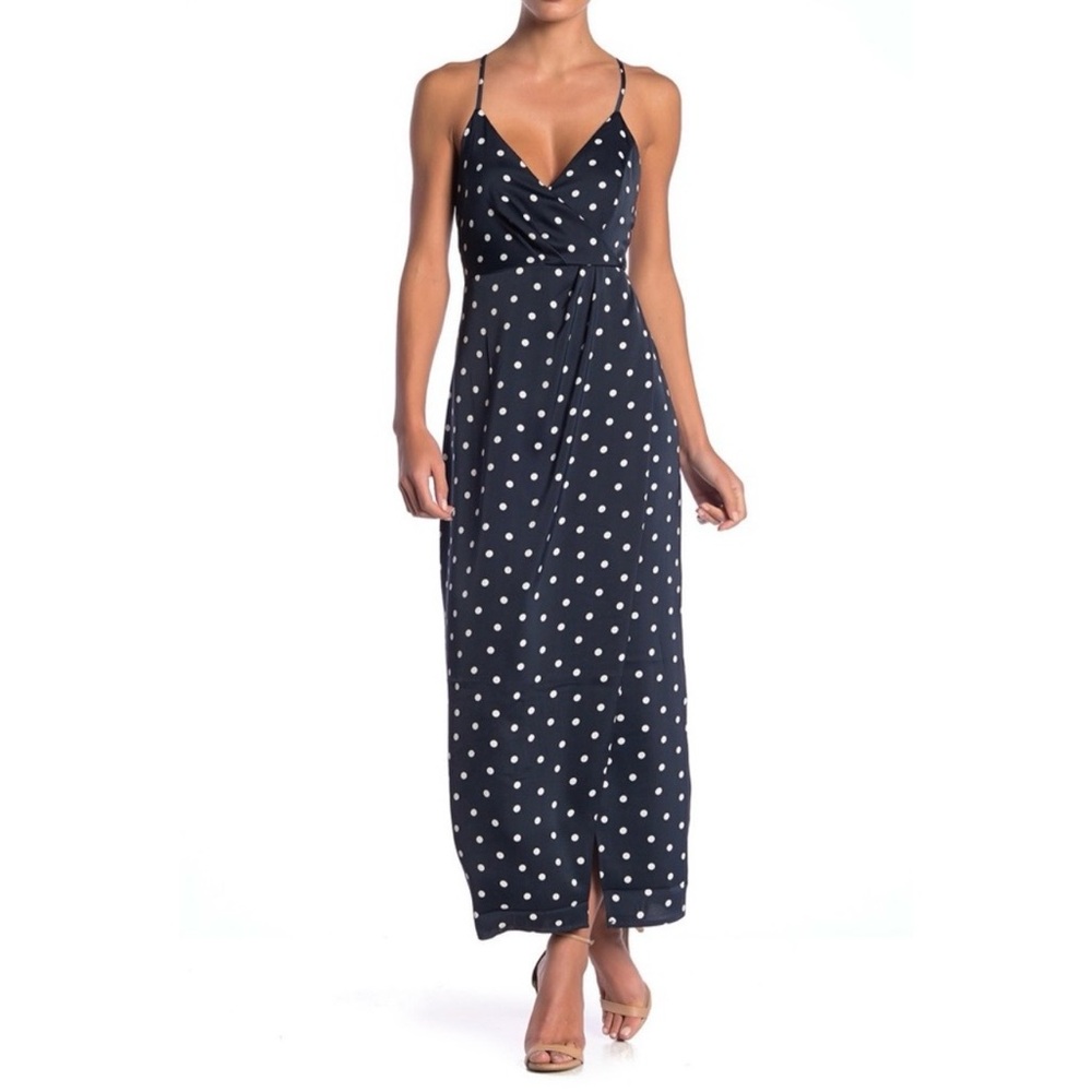 Bardot Navy and White Polka Dot Maxi Dress Size 4